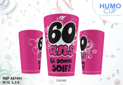 VERRE CUP ROSE 60 ANS
