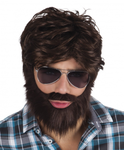 PERRUQUE + BARBE DUDE CHATAIN