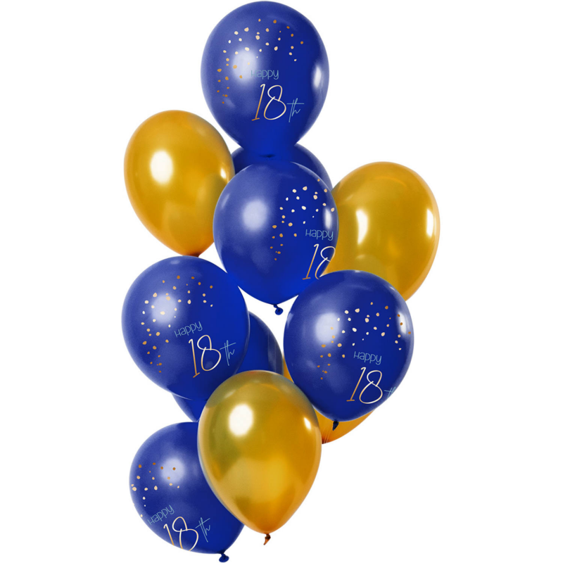 6 Ballons en latex 18 ans noirs et dorés 30 cm - Vegaooparty